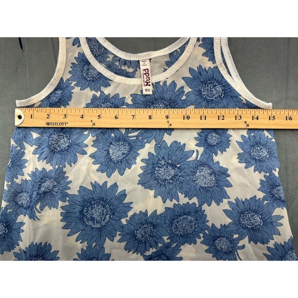 Mudd Tank Top XS Blue Sunflower Boho Y2K Indie Sleeveless Flowy Festival Floral - Picture 7 of 7